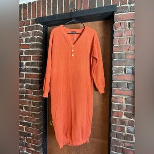 Orange Button-Up Sweater Dress